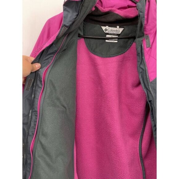 Columbia‎ Woman's Ski Parka Jacket M Double Layer Omni Tech Hooded Pink Gray - Picture 4 of 8